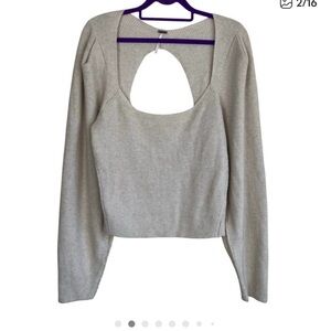 Free People Cream Ribbed Knit Top